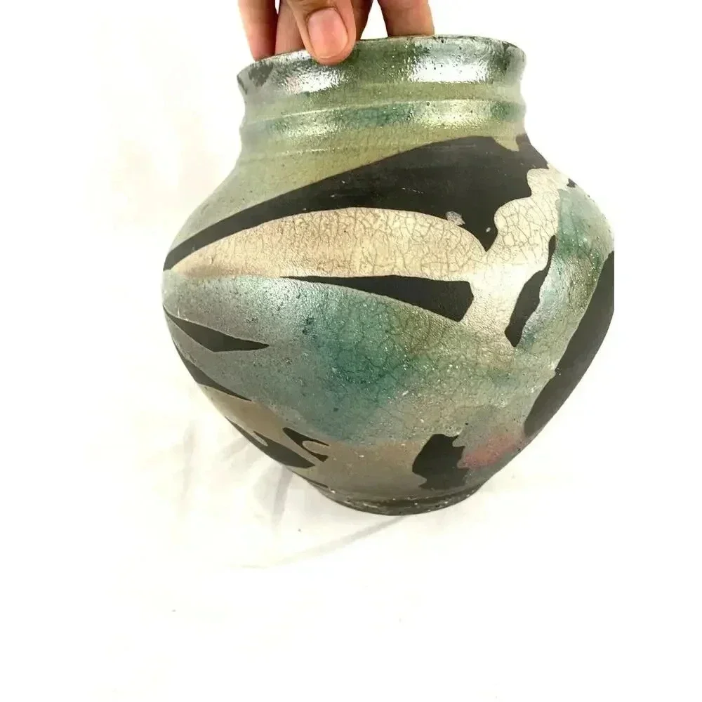 VTG Pottery Vase Abstract‎ Handmade Art Unique 7.5